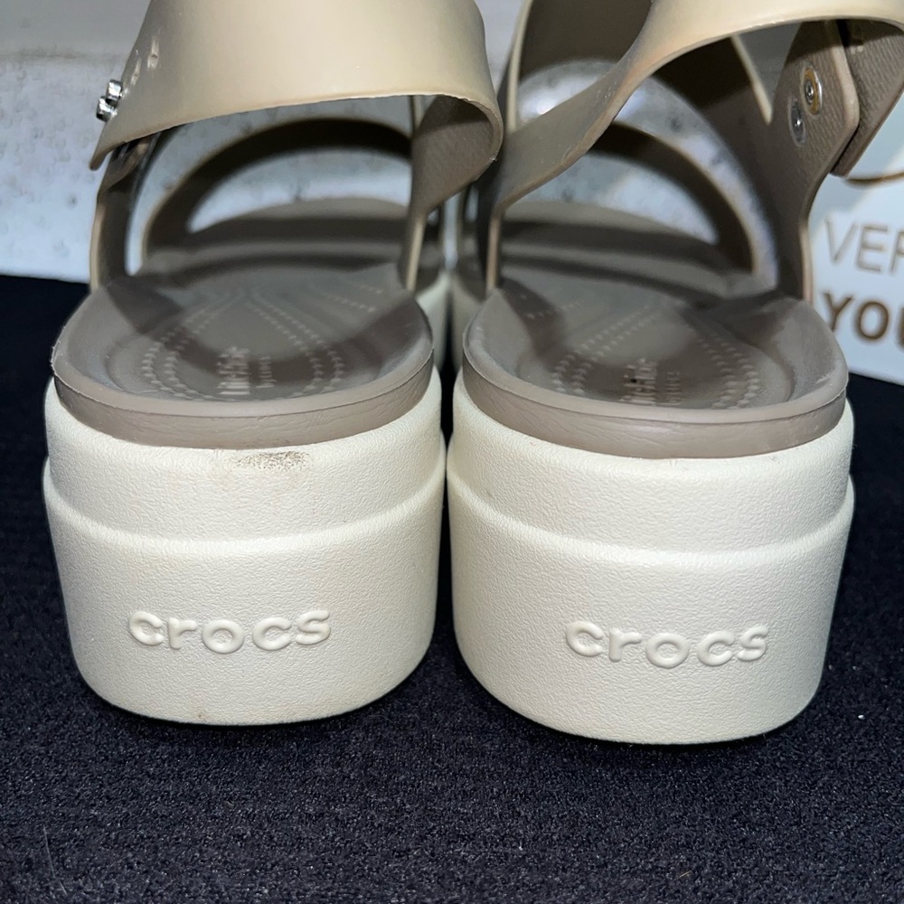 Crocs Women’s Platform Sandal in Dark Beige - Picture 7 of 11